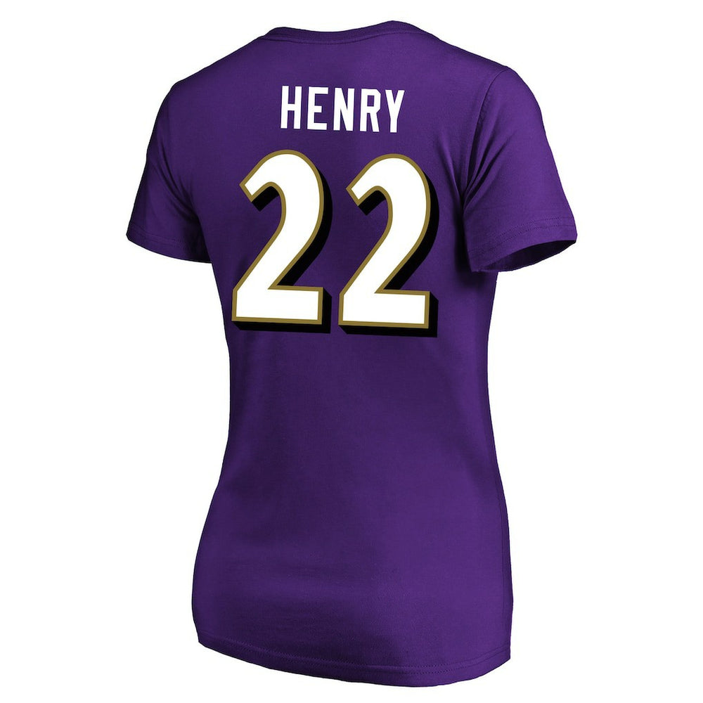 Derrick Henry Baltimore Ravens Women's Plus Size Fair Catch Name & Number Scoop Neck T-Shirt - Purple sale