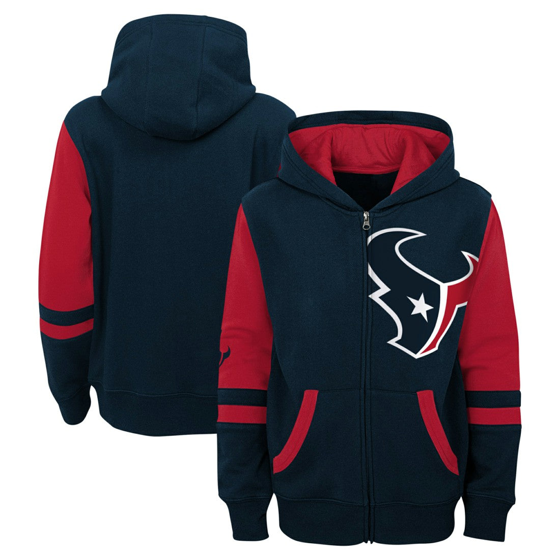 Houston Texans Youth Stadium Color-Block Full-Zip Hoodie - Navy on sale