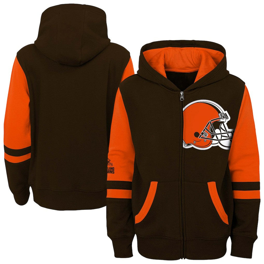 Cleveland Browns Preschool Stadium Color Block Full-Zip Hoodie - Brown discount
