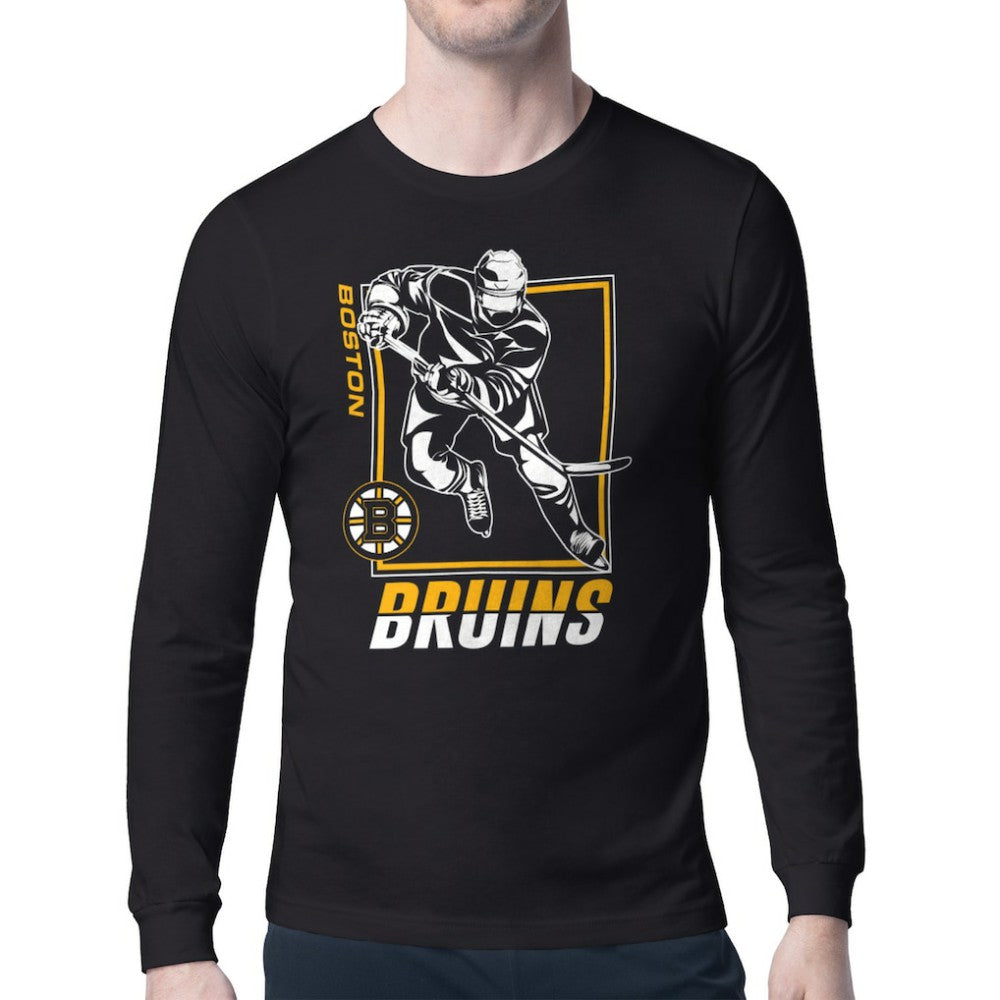 Boston Bruins Starter Player Grid Long Sleeve T-Shirt - Black T-shirts