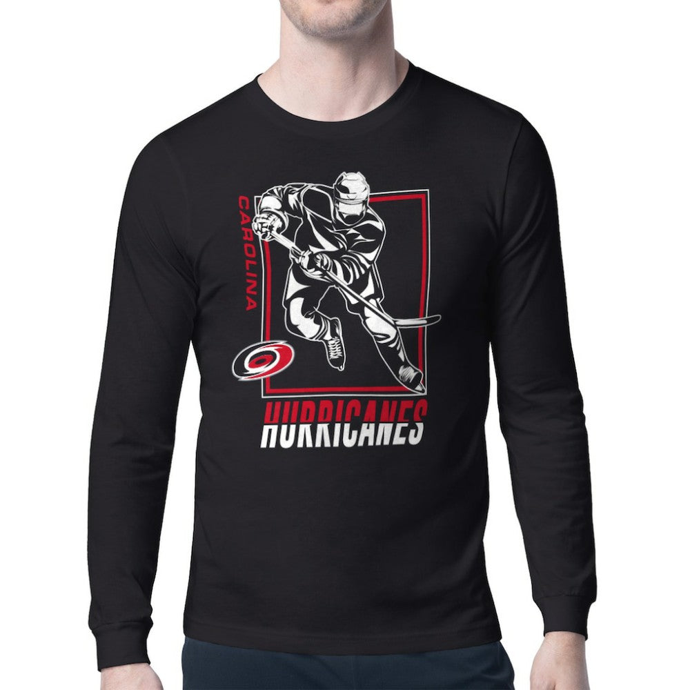 Carolina Hurricanes Starter Player Grid Long Sleeve T-Shirt - Black T-shirts