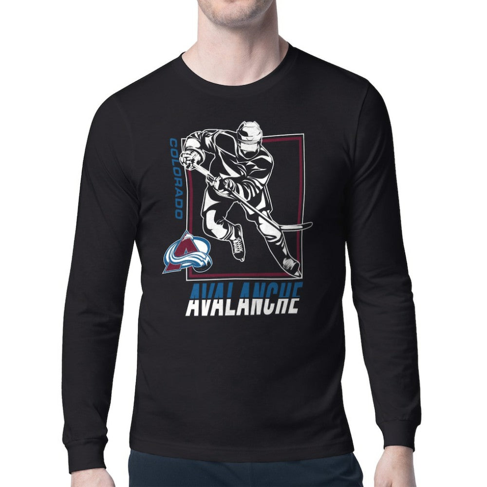 Colorado Avalanche Starter Player Grid Long Sleeve T-Shirt - Black T-shirts