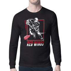 Detroit Red Wings Starter Player Grid Long Sleeve T-Shirt - Black T-shirts