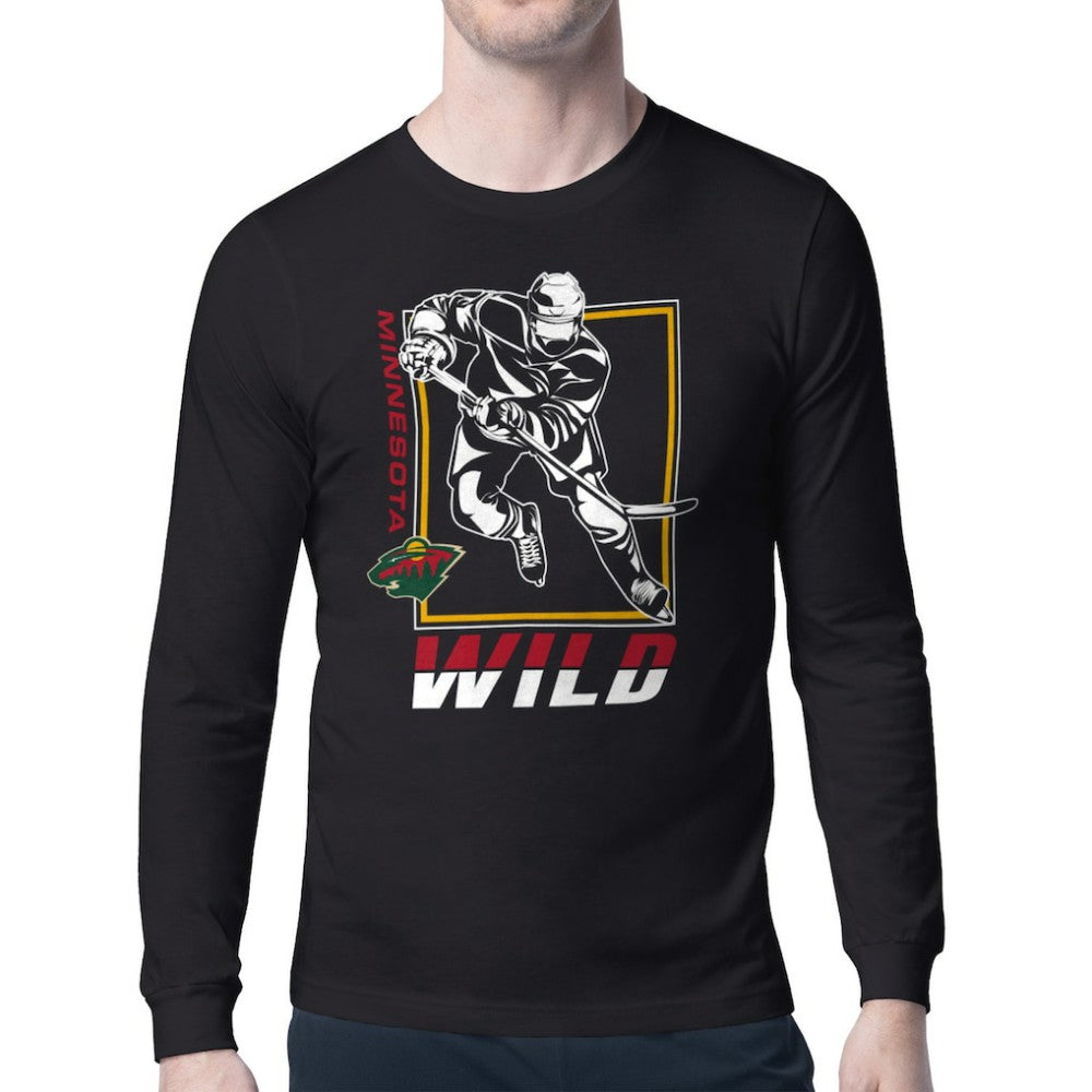 Minnesota Wild Starter Player Grid Long Sleeve T-Shirt - Black T-shirts