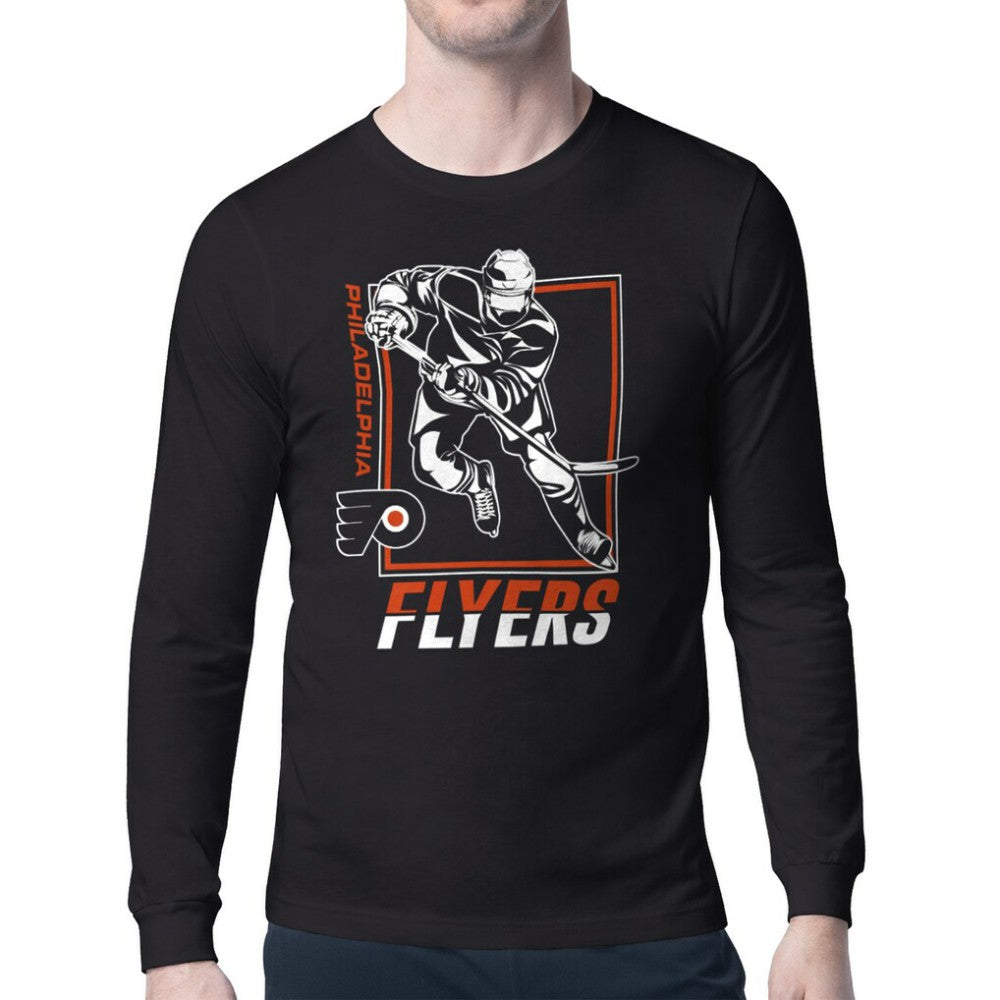 Philadelphia Flyers Starter Player Grid Long Sleeve T-Shirt - Black T-shirts