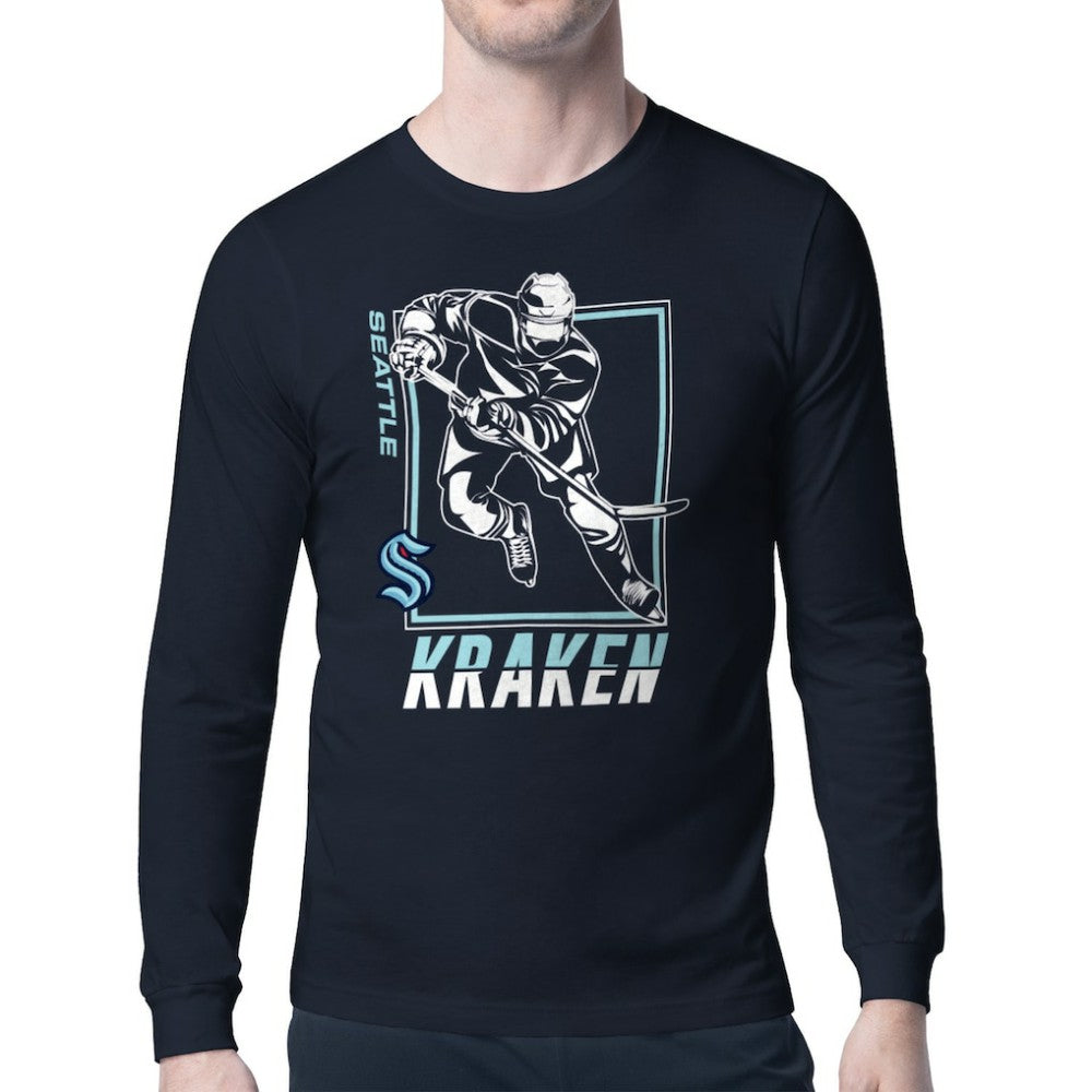 Seattle Kraken Starter Player Grid Long Sleeve T-Shirt - Deep Sea Blue T-shirts