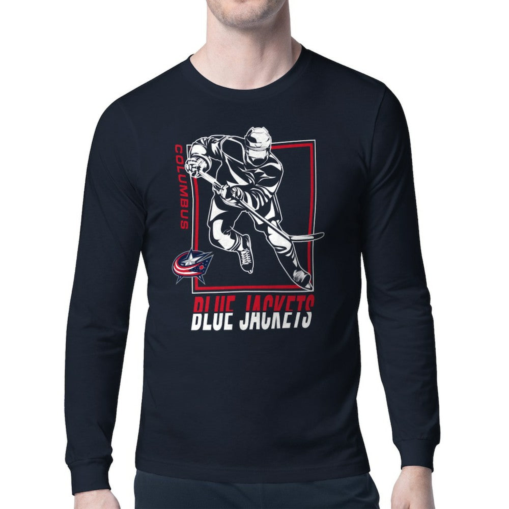 Columbus Blue Jackets Starter Player Grid Long Sleeve T-Shirt - Navy T-shirts
