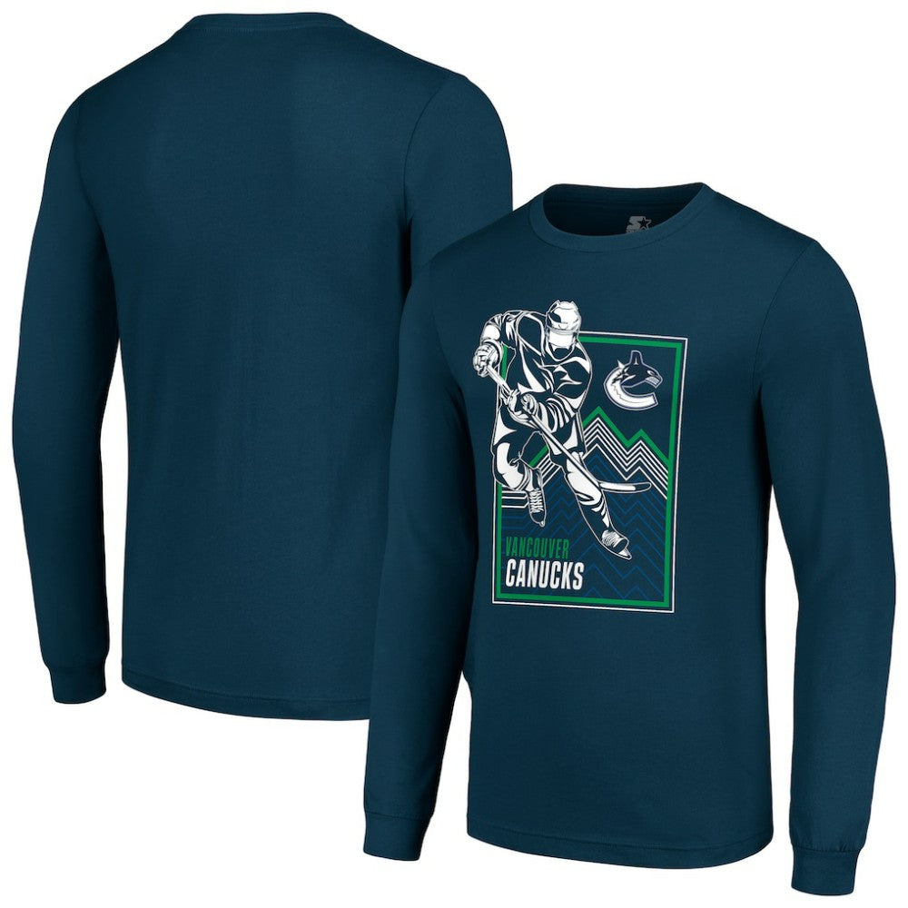 Vancouver Canucks Starter Player Grid Long Sleeve T-Shirt - Blue T-shirts