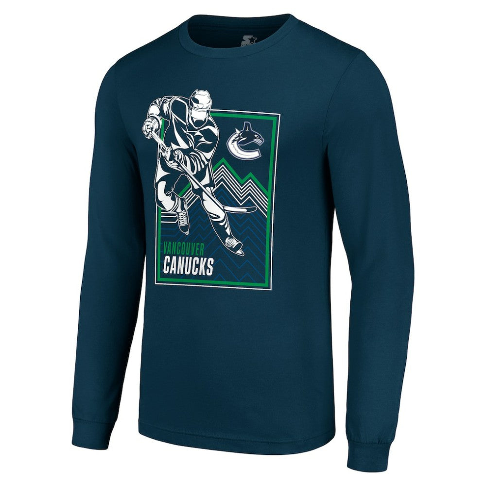 Vancouver Canucks Starter Player Grid Long Sleeve T-Shirt - Blue T-shirts