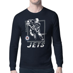 Winnipeg Jets Starter Player Grid Long Sleeve T-Shirt - Navy T-shirts