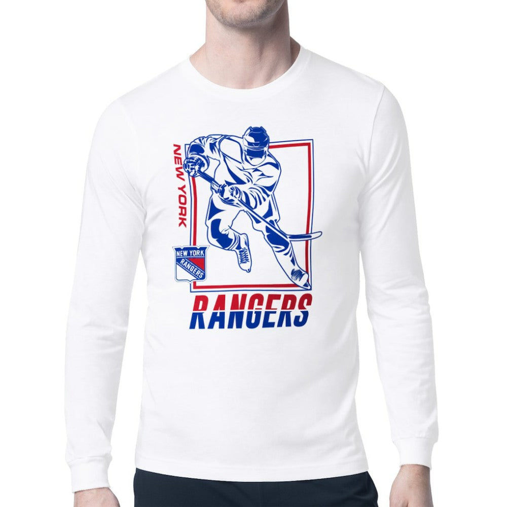 New York Rangers Starter Player Grid Long Sleeve T-Shirt - White T-shirts