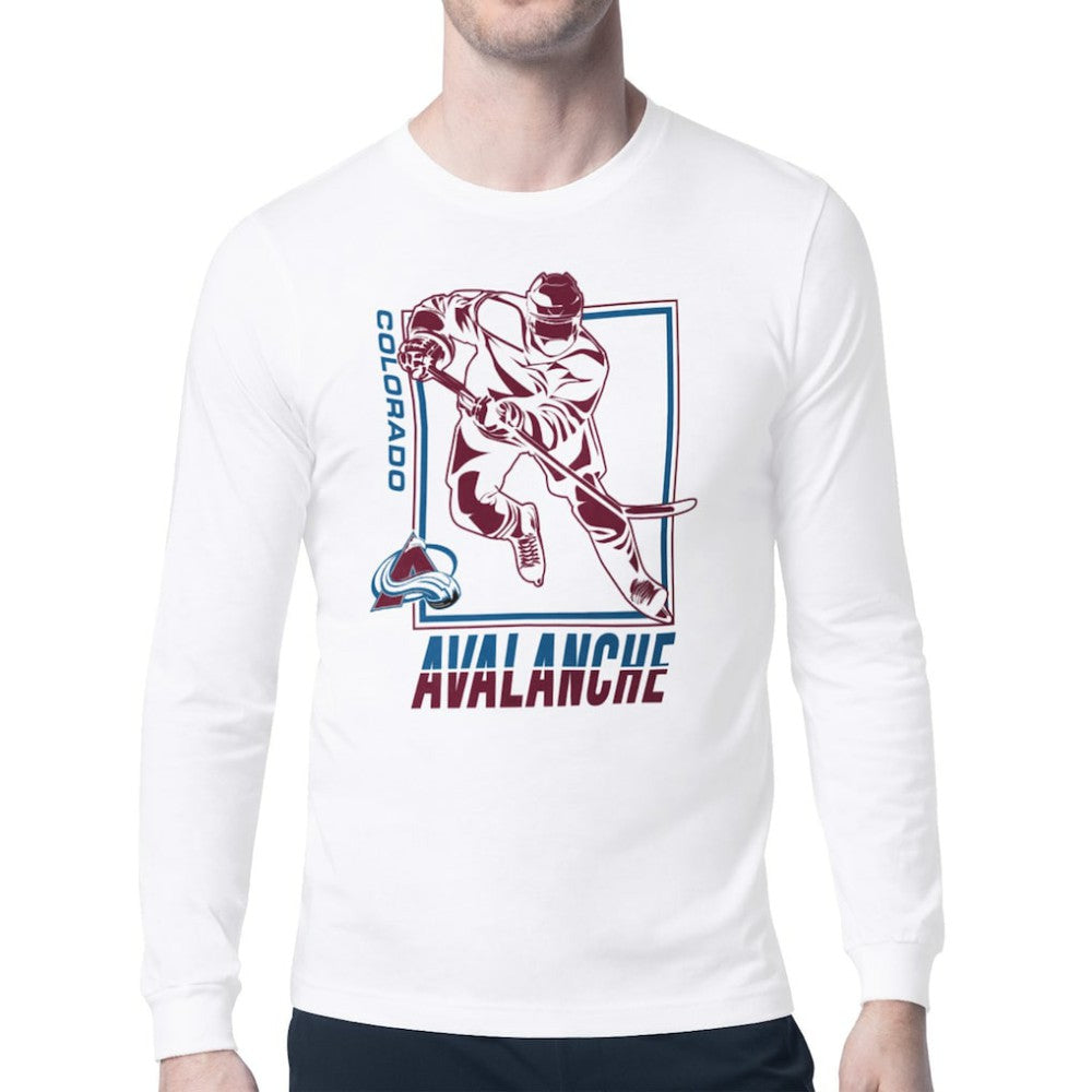 Colorado Avalanche Starter Player Grid Long Sleeve T-Shirt - White T-shirts
