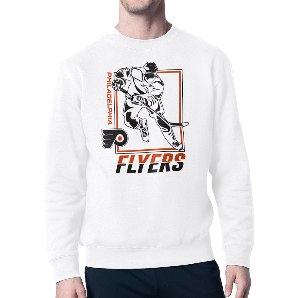 Philadelphia Flyers Starter Player Grid Fleece Pullover Sweatshirt - White Sweatshirts