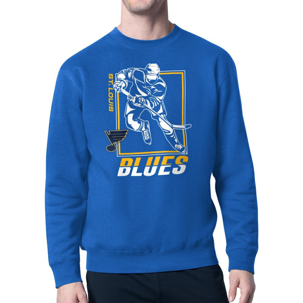 St. Louis Blues Starter Player Grid Fleece Pullover Sweatshirt - Blue Sweatshirts