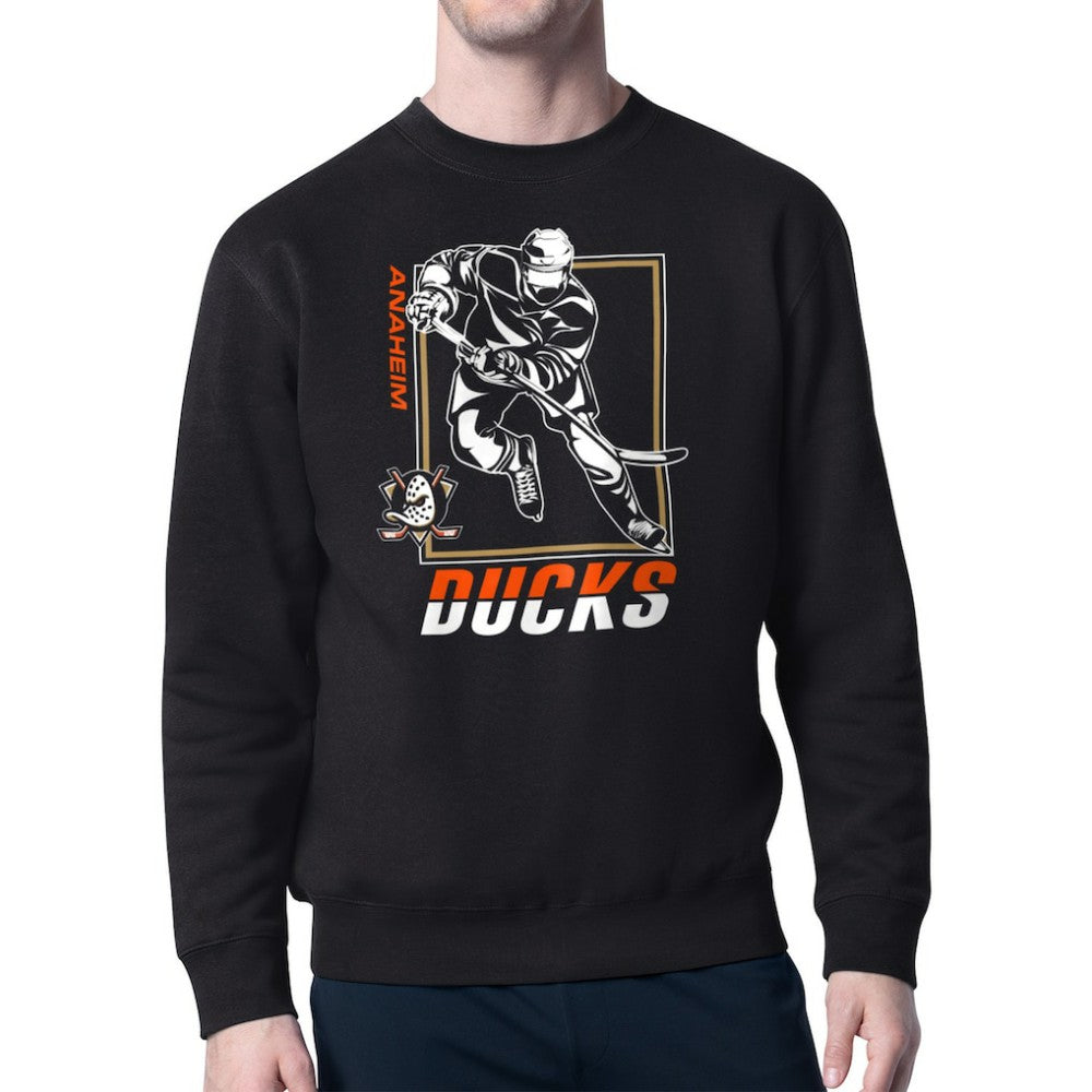 Anaheim Ducks Starter Player Grid Fleece Pullover Sweatshirt - Black Sweatshirts