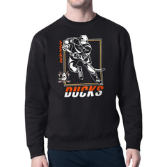 Anaheim Ducks Starter Player Grid Fleece Pullover Sweatshirt - Black Sweatshirts