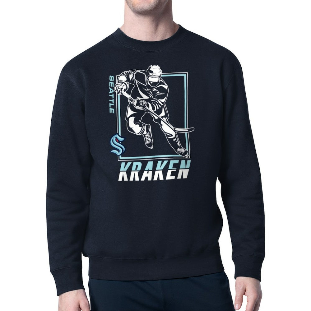 Seattle Kraken Starter Player Grid Fleece Pullover Sweatshirt - Deep Sea Blue Sweatshirts