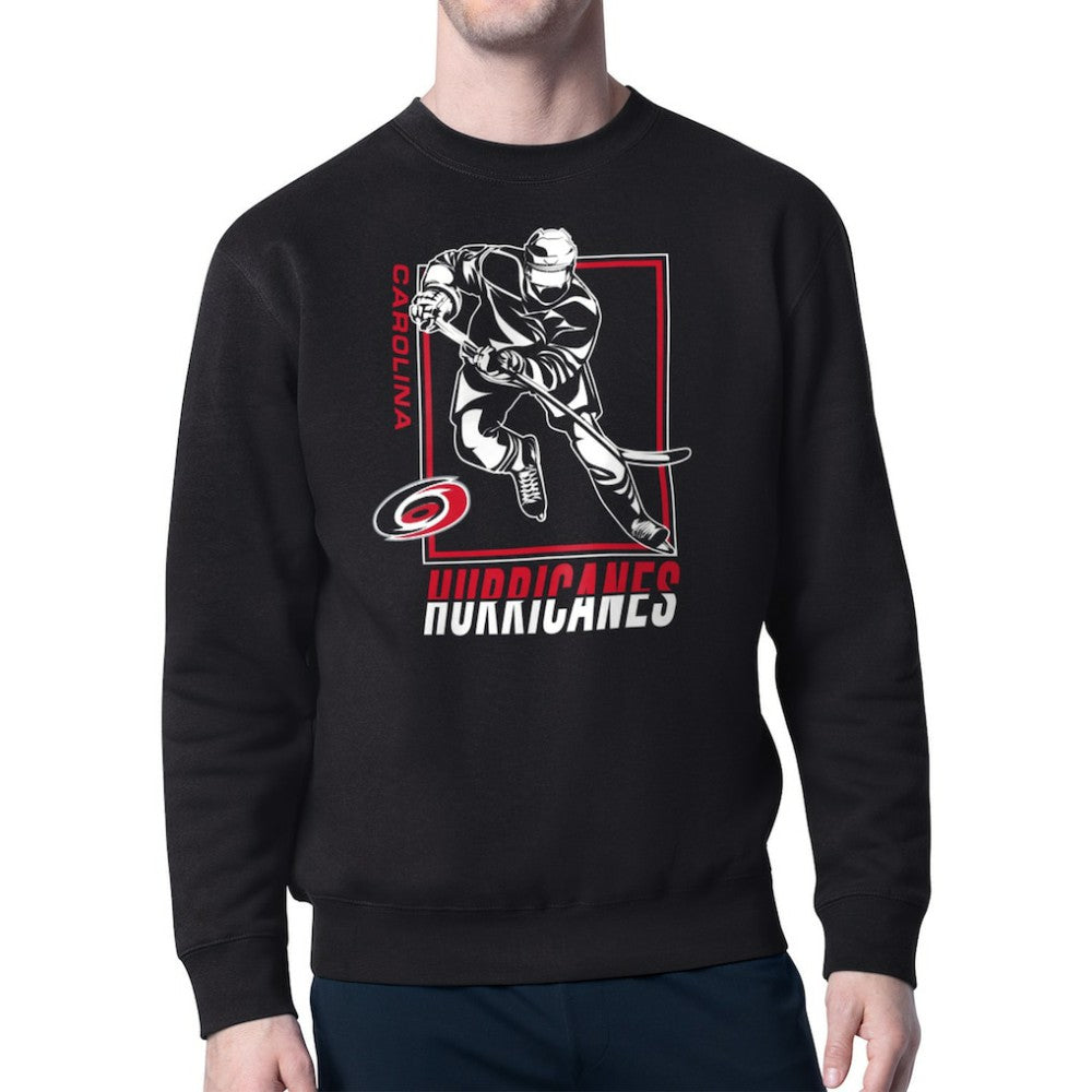 Carolina Hurricanes Starter Player Grid Fleece Pullover Sweatshirt - Black Sweatshirts