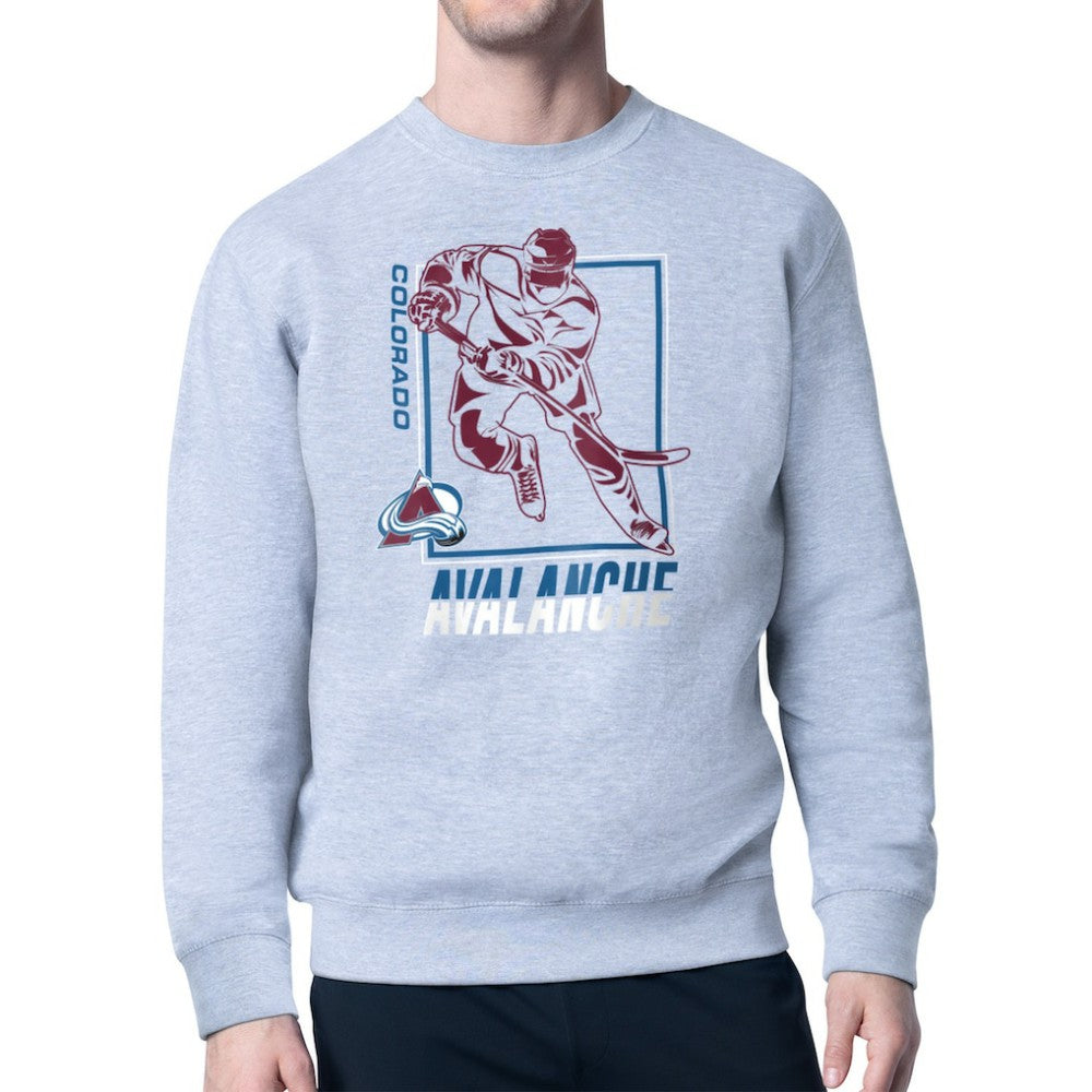 Colorado Avalanche Starter Player Grid Fleece Pullover Sweatshirt - Heather Gray Sweatshirts