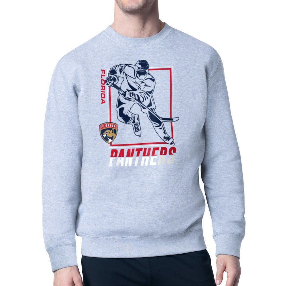 Florida Panthers Starter Player Grid Fleece Pullover Sweatshirt - Heather Gray Sweatshirts