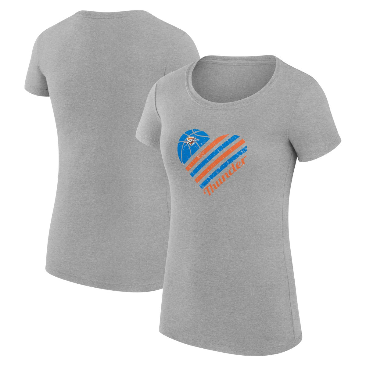 Oklahoma City Thunder G-III 4Her by Carl Banks Women's Super-Slim Fit Lightweight Heart T-Shirt - Heather Gray shop