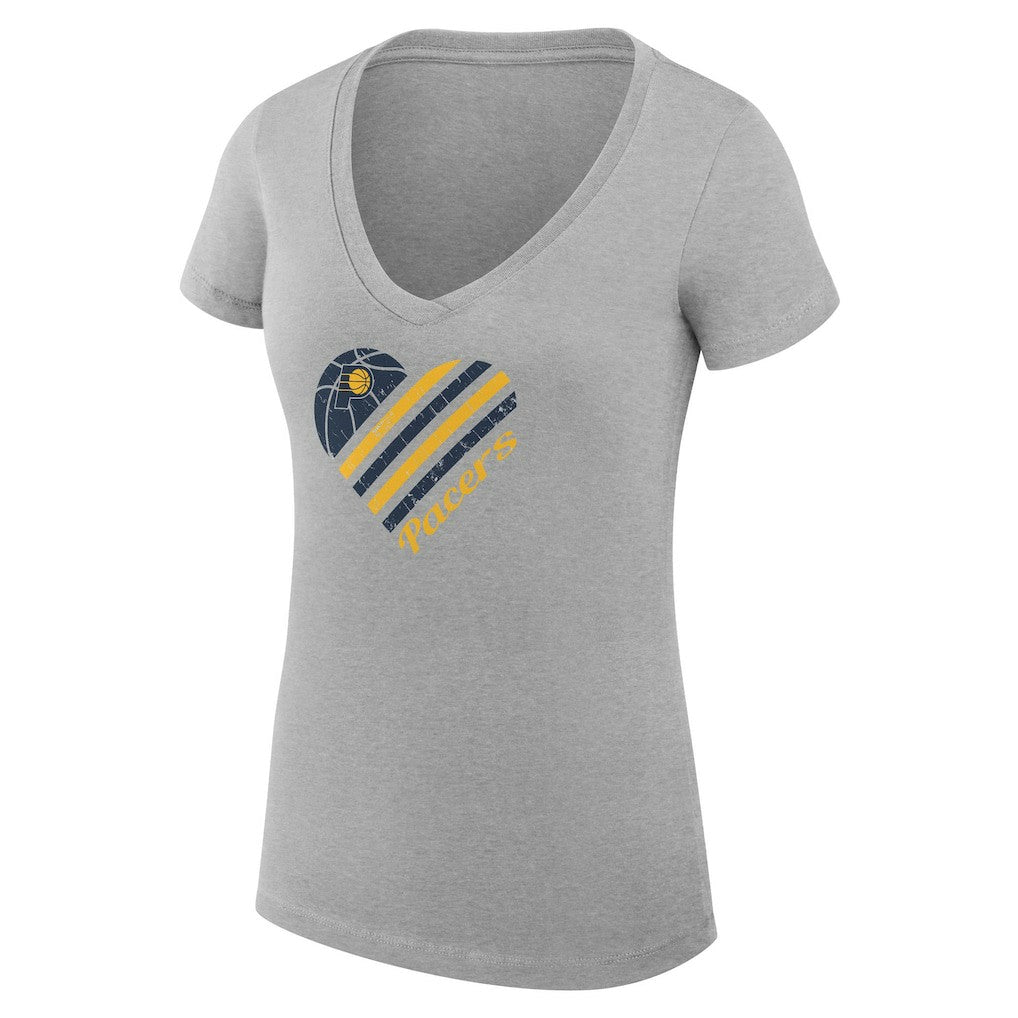 Indiana Pacers G-III 4Her by Carl Banks Women's Super-Slim Fit Lightweight Heart V-Neck T-Shirt - Heather Gray discount