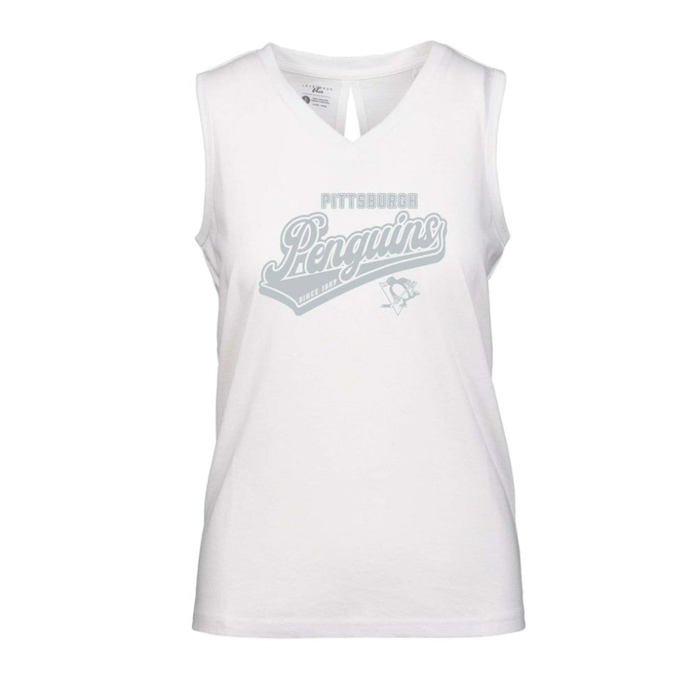 Pittsburgh Penguins Levelwear Women's Paisley Sweep V-Neck Tank Top - White Tank Top