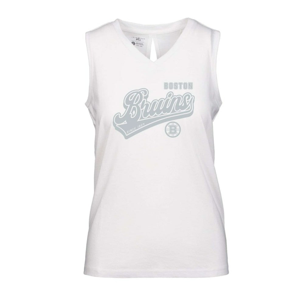 Boston Bruins Levelwear Women's Paisley Sweep V-Neck Tank Top - White Tank Top