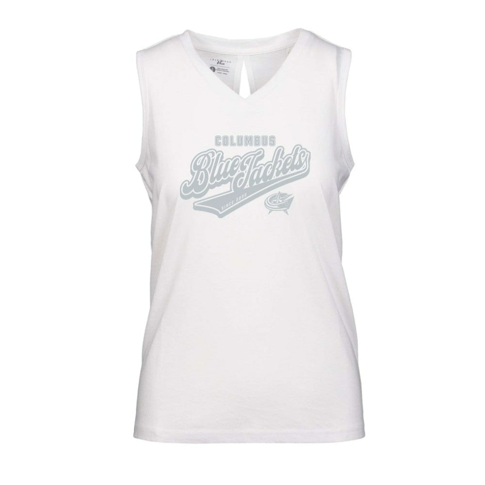 Columbus Blue Jackets Levelwear Women's Paisley Sweep V-Neck Tank Top - White Tank Top