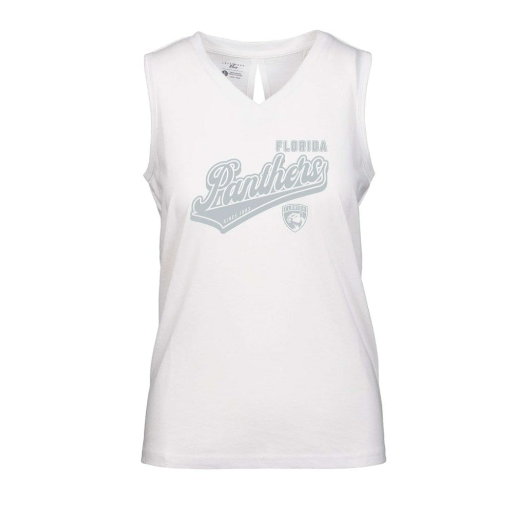 Florida Panthers Levelwear Women's Paisley Sweep V-Neck Tank Top - White Tank Top