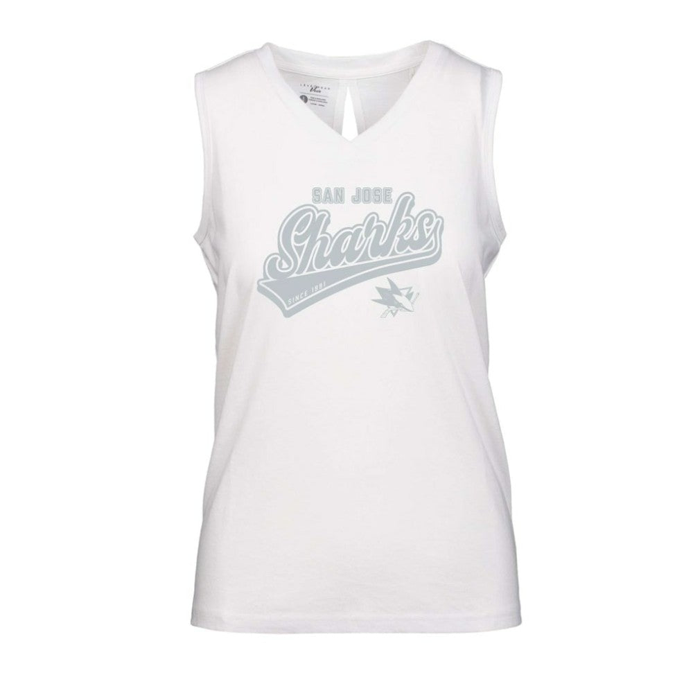 San Jose Sharks Levelwear Women's Paisley Sweep V-Neck Tank Top - White Tank Top