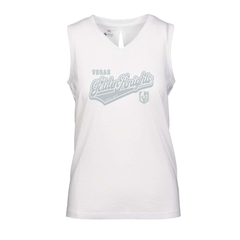 Vegas Golden Knights Levelwear Women's Paisley Sweep V-Neck Tank Top - White Tank Top