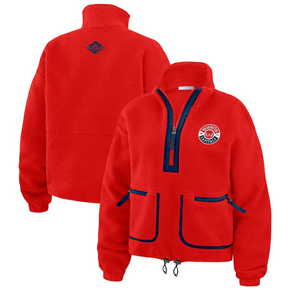 Washington Capitals WEAR by Erin Andrews Women's Polar Fleece Half-Zip Jacket - Red Jackets