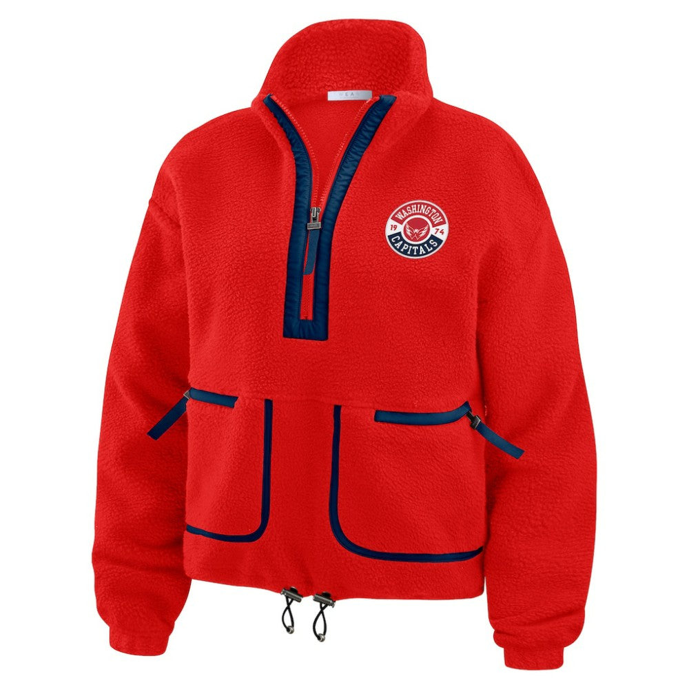 Washington Capitals WEAR by Erin Andrews Women's Polar Fleece Half-Zip Jacket - Red Jackets