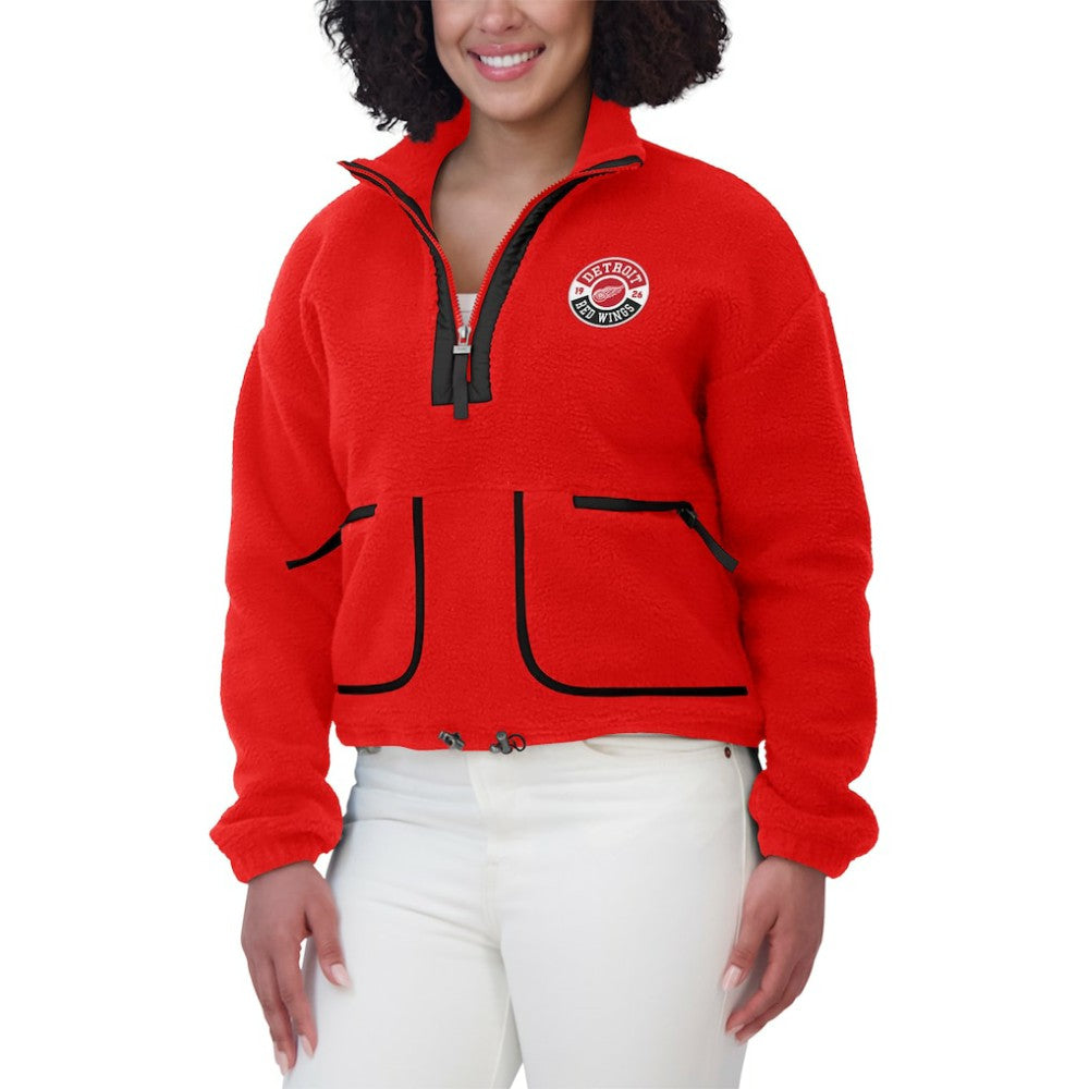 Detroit Red Wings WEAR by Erin Andrews Women's Polar Fleece Half-Zip Jacket - Red Jackets