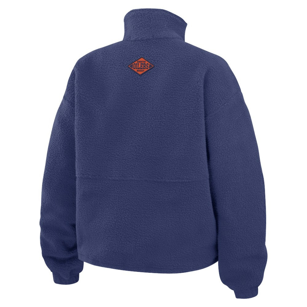 Edmonton Oilers WEAR by Erin Andrews Women's Polar Fleece Half-Zip Jacket - Royal Jackets