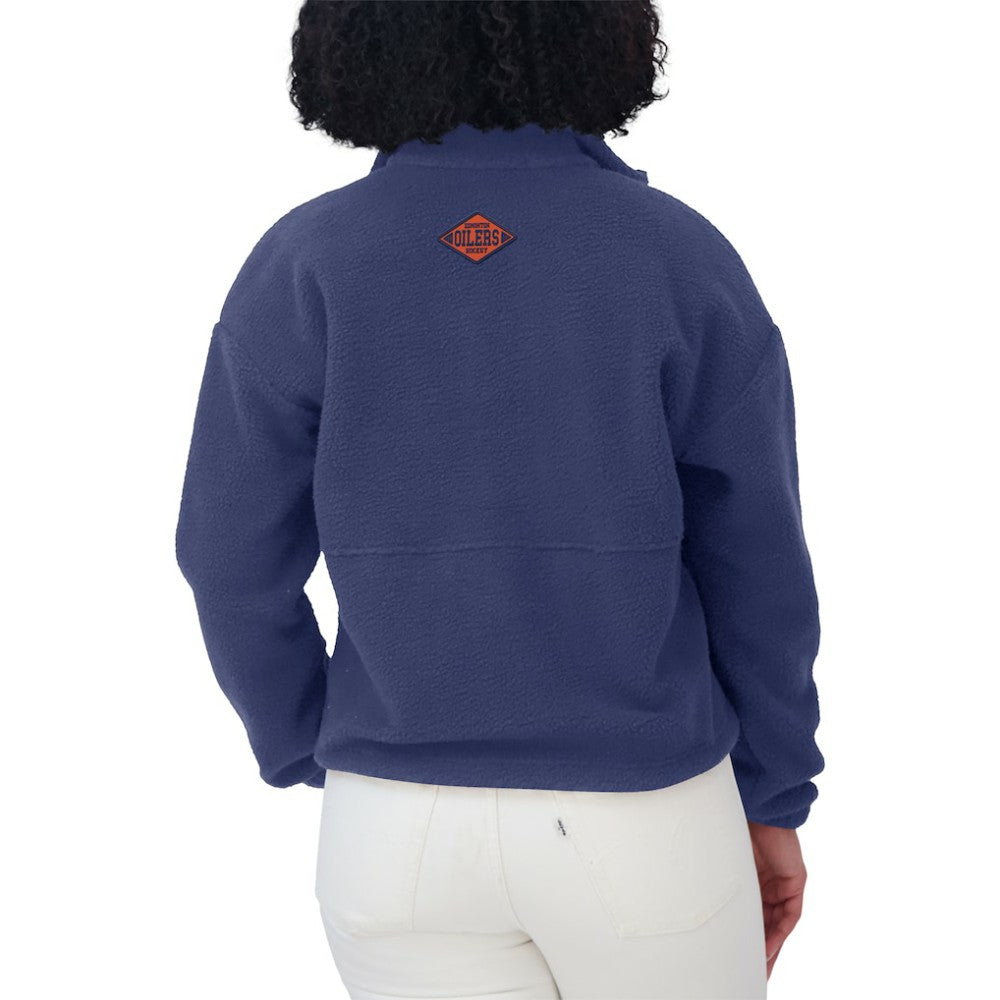 Edmonton Oilers WEAR by Erin Andrews Women's Polar Fleece Half-Zip Jacket - Royal Jackets