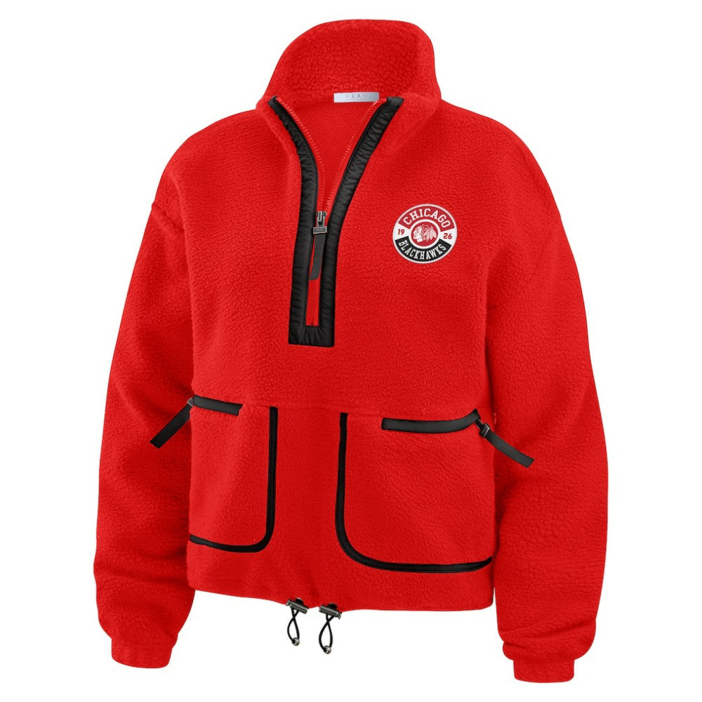 Chicago Blackhawks WEAR by Erin Andrews Women's Polar Fleece Half-Zip Jacket - Red Jackets