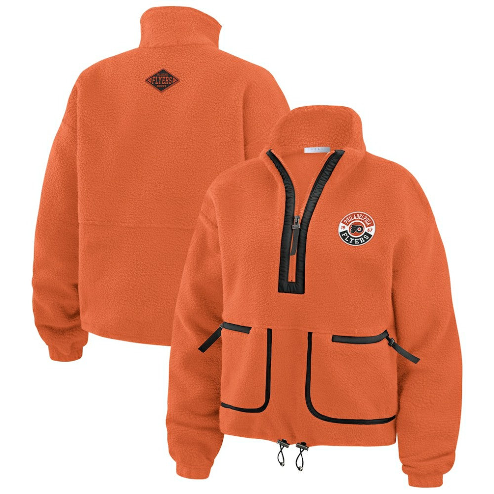 Philadelphia Flyers WEAR by Erin Andrews Women's Polar Fleece Half-Zip Jacket - Orange Jackets
