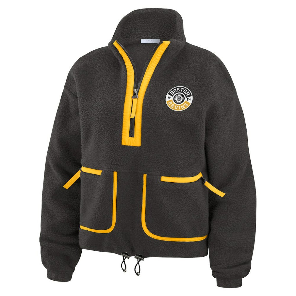 Boston Bruins WEAR by Erin Andrews Women's Polar Fleece Half-Zip Jacket - Black Jackets