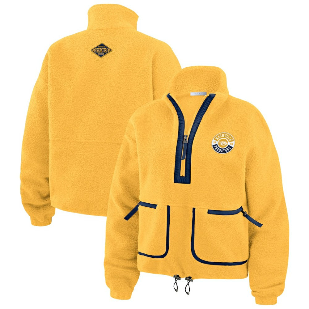 Nashville Predators WEAR by Erin Andrews Women's Polar Fleece Half-Zip Jacket - Gold Jackets