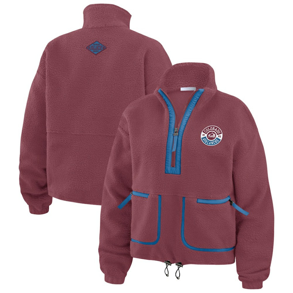 Colorado Avalanche WEAR by Erin Andrews Women's Polar Fleece Half-Zip Jacket - Burgundy Jackets