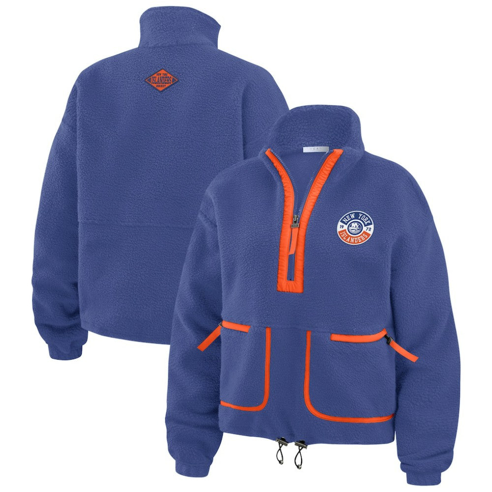 New York Islanders WEAR by Erin Andrews Women's Polar Fleece Half-Zip Jacket - Royal Jackets