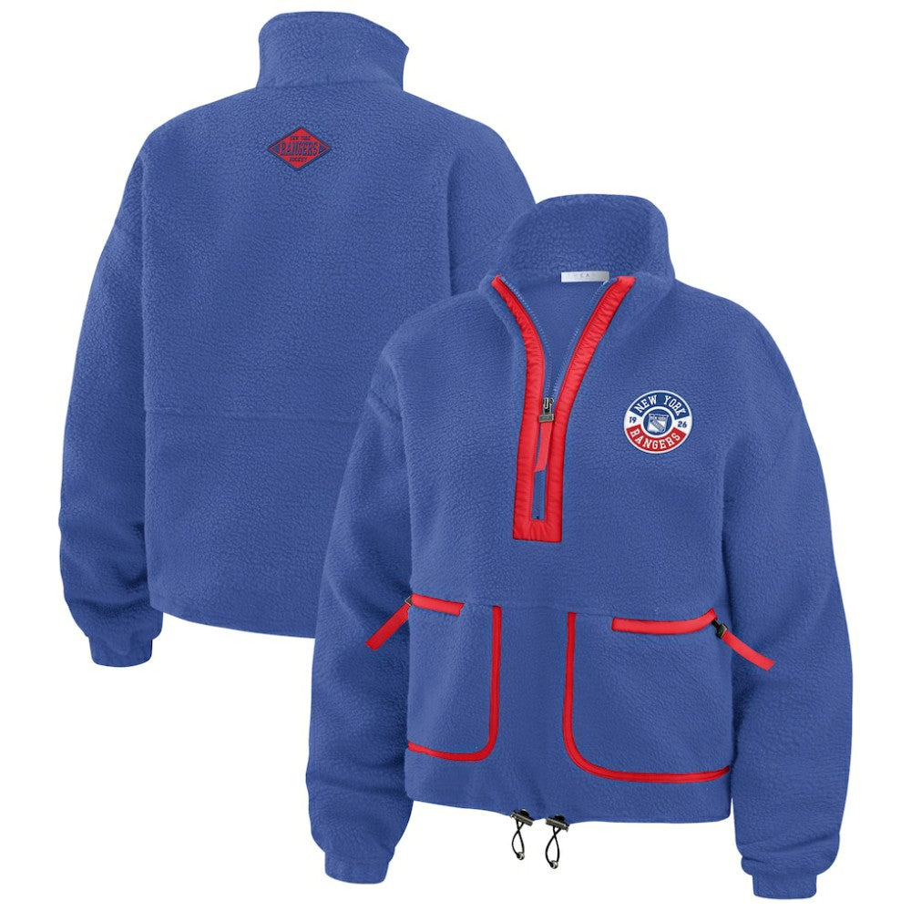 New York Rangers WEAR by Erin Andrews Women's Polar Fleece Half-Zip Jacket - Blue Jackets