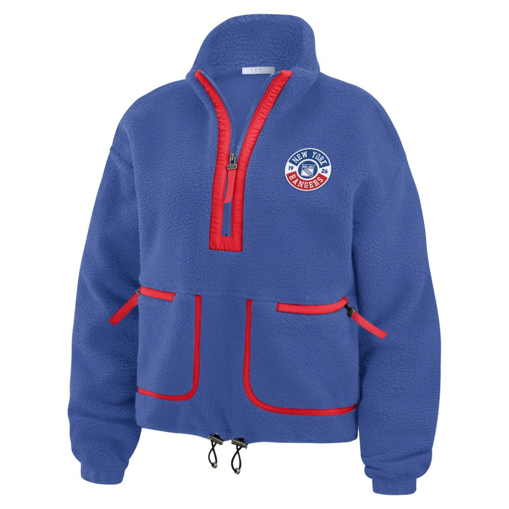 New York Rangers WEAR by Erin Andrews Women's Polar Fleece Half-Zip Jacket - Blue Jackets