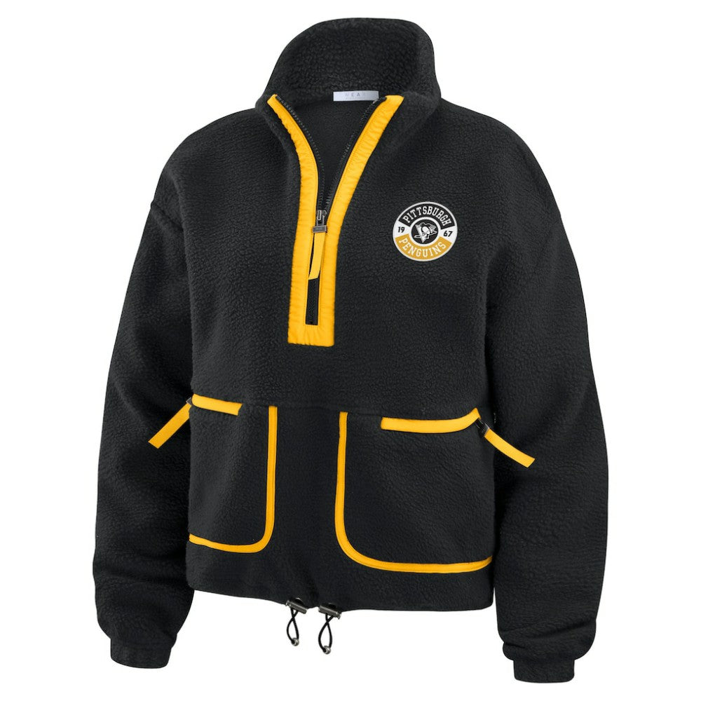 Pittsburgh Penguins WEAR by Erin Andrews Women's Polar Fleece Half-Zip Jacket - Black Jackets