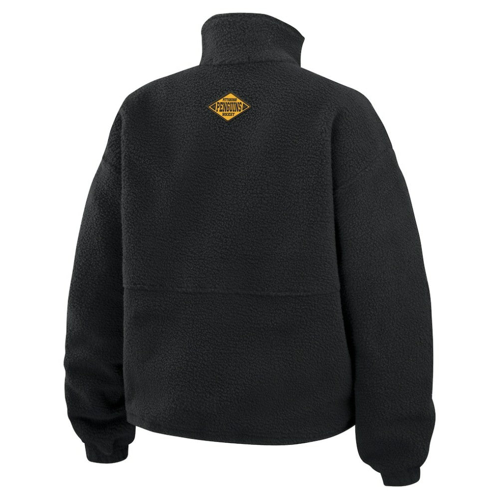Pittsburgh Penguins WEAR by Erin Andrews Women's Polar Fleece Half-Zip Jacket - Black Jackets