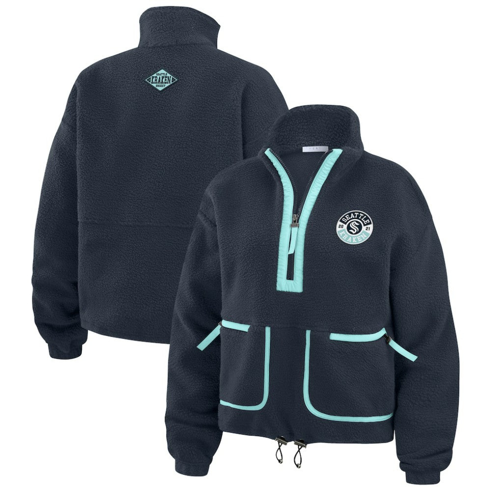 Seattle Kraken WEAR by Erin Andrews Women's Polar Fleece Half-Zip Jacket - Deep Sea Blue Jackets