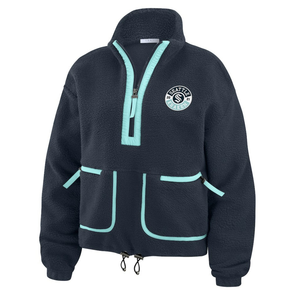 Seattle Kraken WEAR by Erin Andrews Women's Polar Fleece Half-Zip Jacket - Deep Sea Blue Jackets