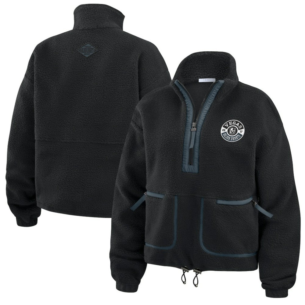 Vegas Golden Knights WEAR by Erin Andrews Women's Polar Fleece Half-Zip Jacket - Black Jackets